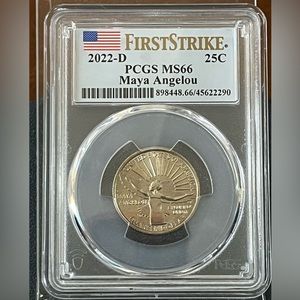 2022 D Maya Angelou 25c PCGS MS66 American Women Quarter First Strike Slab